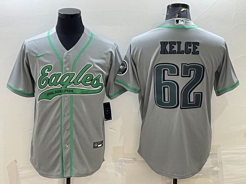 Men Philadelphia Eagles #62 Kelce Grey 2022 Nike Co branded NFL Jerseys->philadelphia eagles->NFL Jersey
